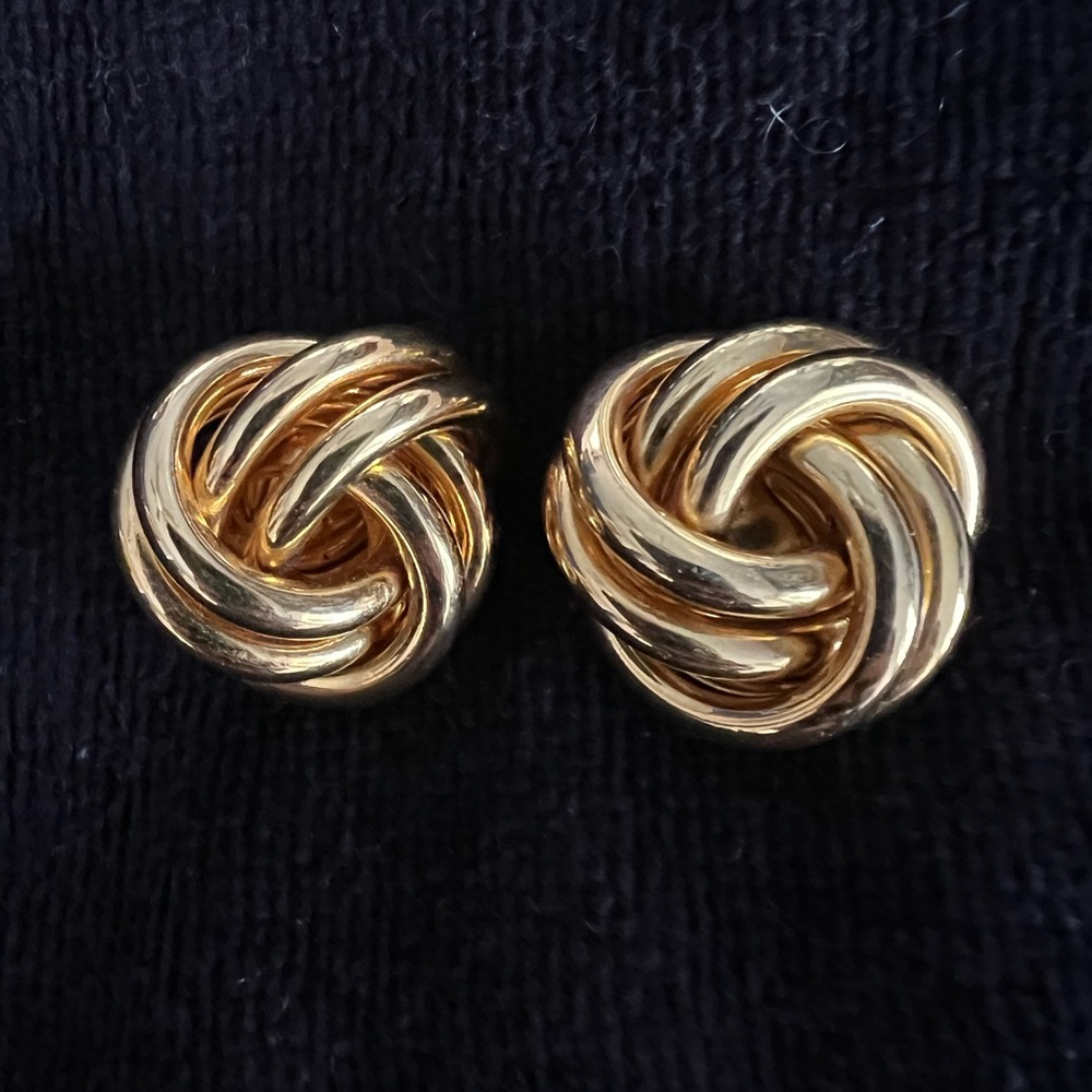 Classic gold knot post earrings - costume jewelry